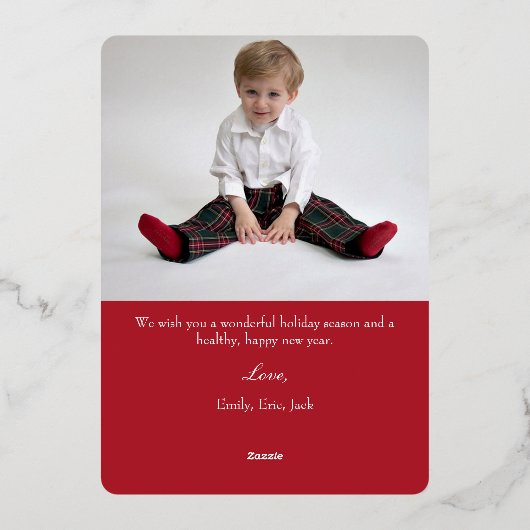 冬の果実の赤いアーチ写真 箔シーズンカード (裏面)