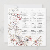 冬の果実の鳥のクリスマス2026カレンダー シーズンカード (正面)