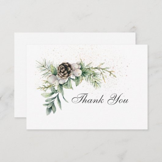 冬の果実は緑感動的に結婚なる サンキューカード (正面/裏面)