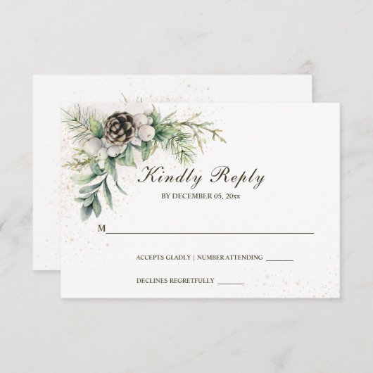 冬の果実は緑結婚に輝く 出欠カード (正面/裏面)