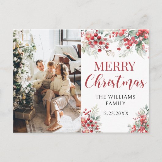 冬の果実クリスマスの休日の写真はがき シーズンポストカード (正面)