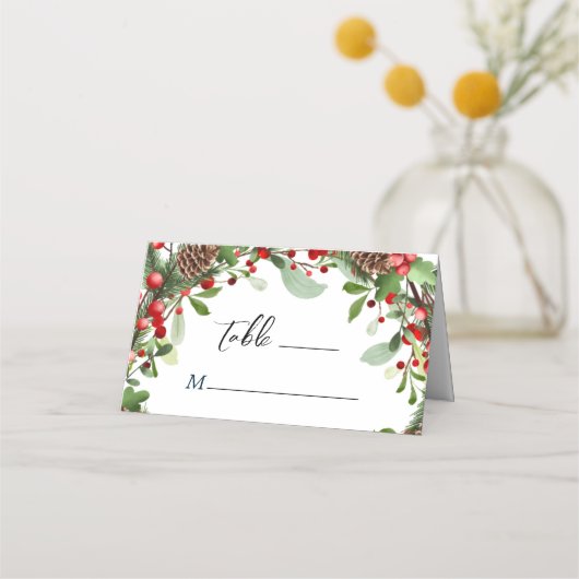 冬の果実クリスマス結婚のテーブル護衛 プレイスカード (正面)