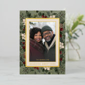 冬の果実グリーン季節のごあいさつ写真 箔シーズンカード (立ち正面)