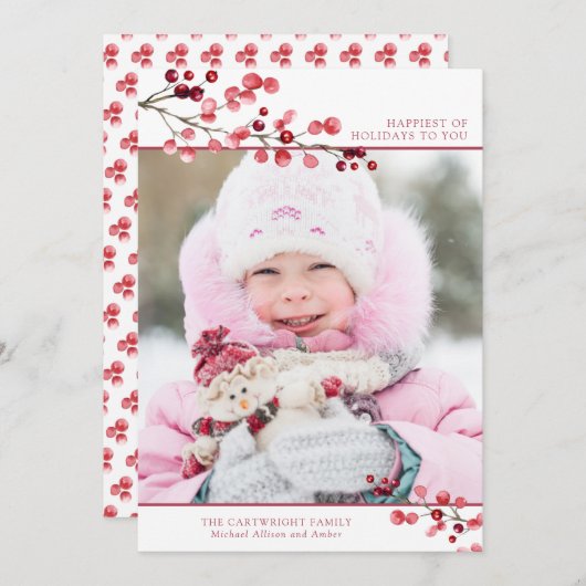 冬の果実ハッピーホリデーズワンフォト シーズンカード (正面/裏面)