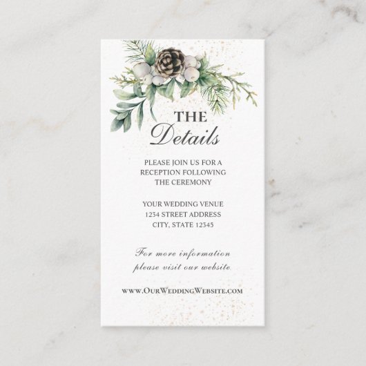 冬の果実パインコーングリーン結婚ズ エンクロージャーカード (正面)