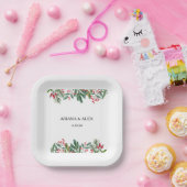 冬の果実パインコーングリーン結婚ズ ペーパープレート (パーティー)