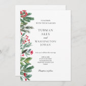 冬の果実パインコーングリーン結婚ズ 招待状 (正面/裏面)