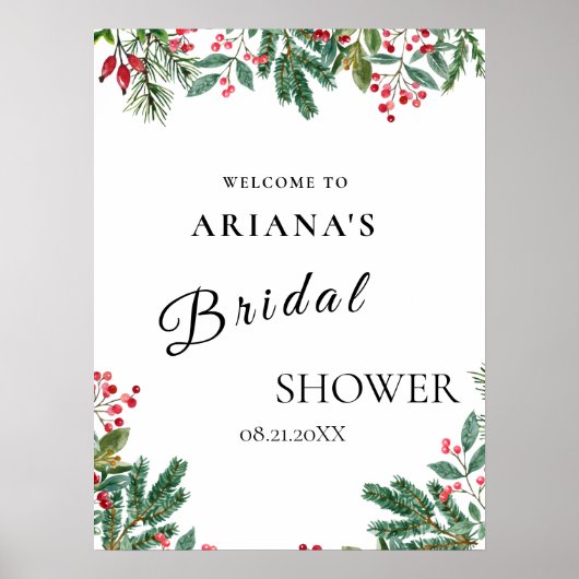 冬の果実パインコーングリーン結婚リーの標識 ポスター (正面)