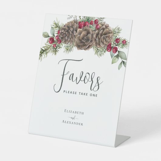 冬の果実パインコーン素朴結婚式の引き出物 台座サイン (正面)