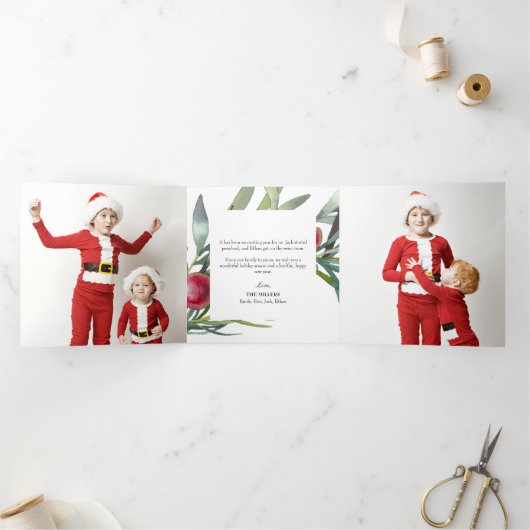 冬の果実ホリークリスマストリフォートカード 三つ折りクリスマスカード (内部)