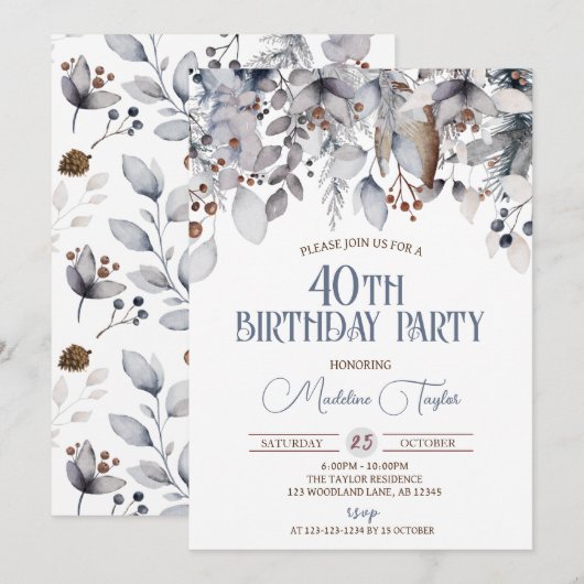 冬の果実40th誕生日 招待状 (正面/裏面)