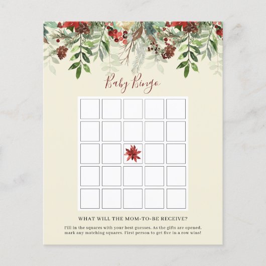 冬の果実 |赤ちゃんシャワービンゴゲームカード (正面)