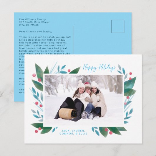 冬の枝と実の写真 ホリデー ポストカード (正面/裏面)