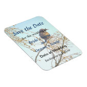 冬の枝に止まるスズメのSave the Date マグネット (右側)