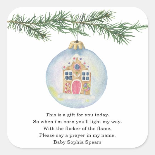 冬の枝のおもちゃ – 祈りの言葉キャンドルシール スクエアシール (正面)