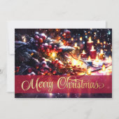 冬の枝の果実のキャンドルライト カード (正面)