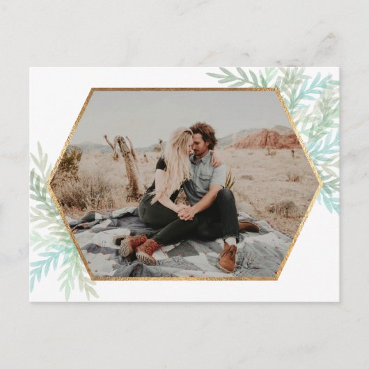 冬の枝の水の色のホリデーフォト ポストカード (正面)