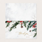 冬の枝レッドベリー雪の結晶ありがとう 名刺 (外部フラット)