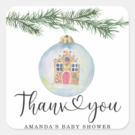 冬の枝 - ベビーシャワーのお礼  スクエアシール (正面)
