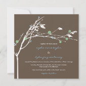 冬の枝 雪の花 ウェディング 招待状 (正面)