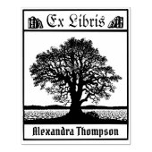 冬の枯れ木の古書エクスリブリス本の名前 ラバースタンプ (インプリント)