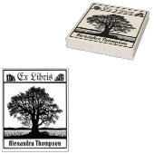 冬の枯れ木の古書エクスリブリス本の名前 ラバースタンプ (押印)