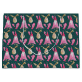 冬の格言とトナカイの水彩イラストレーション ラージペーパーバッグ (正面)