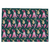 冬の格言とトナカイの水彩イラストレーション ラージペーパーバッグ (裏面)