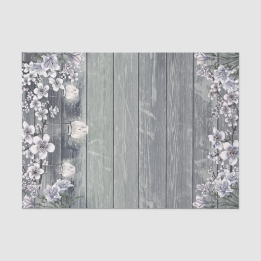 冬の桜の枝と提灯のウェディング 薄葉紙 (正面)