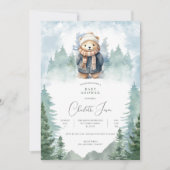 冬の森かわいいクマ赤ちゃんシャワー招待状 招待状 (正面)