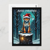 冬の森かわいいベビータイガーサンタクリスマス ポストカード (正面/裏面)