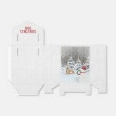 冬の森で鹿とクリスマス雪だるま フェイバーボックス (折り畳みなし)