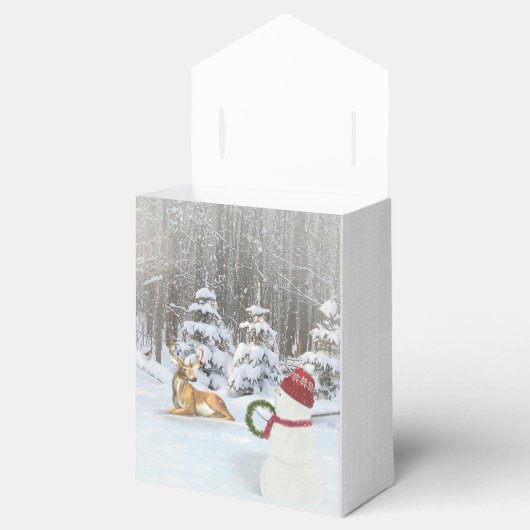 冬の森で鹿とクリスマス雪だるま フェイバーボックス (オープン)