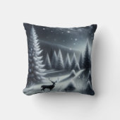 冬の森で鹿を倒す クッション (正面)