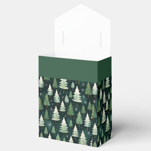 冬の森とスノーフレークのパーソナライズされたアピールギフト フェイバーボックス (オープン)