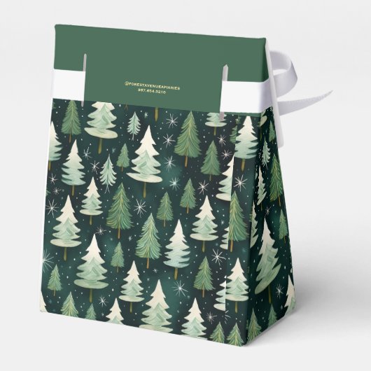 冬の森とスノーフレークのパーソナライズされたアピールギフト フェイバーボックス (裏面サイド)