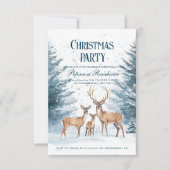 冬の森とトナカイのクリスマスパーティー 招待状 (正面)
