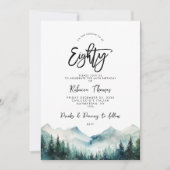 冬の森と山の80歳の誕生日招待状 招待状 (正面)