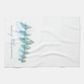 冬の森と雪の水の色クリスマス キッチンタオル (横)