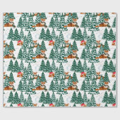 冬の森におもしろいを持つコルギス-白 ラッピングペーパー (フラット)