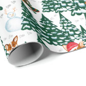 冬の森におもしろいを持つコルギス-白 ラッピングペーパー (ロールコーナー)