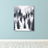 冬の森に魅了された穏やかな雪景色のキャンバス キャンバスプリント (インサイチュ (ウッドフロア))