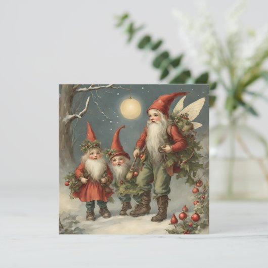 冬の森のおとぎ話クリスマス格言家族 カード (スタンド正面)