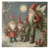 冬の森のおとぎ話クリスマス格言家族 タイル (正面)