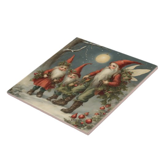 冬の森のおとぎ話クリスマス格言家族 タイル (側面)