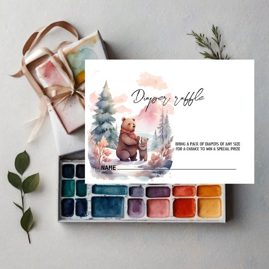 冬の森のおむつラッフル エンクロージャーカード
