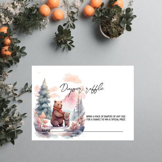 冬の森のおむつラッフル エンクロージャーカード