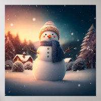 冬の森のかわいい雪だるま。