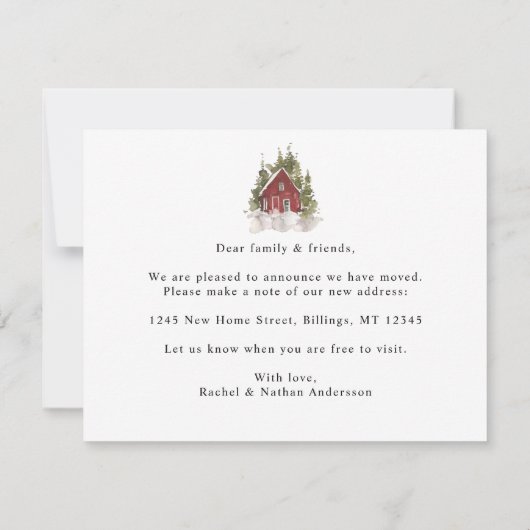 冬の森のアドレスの変更を移動 案内状 (裏面)