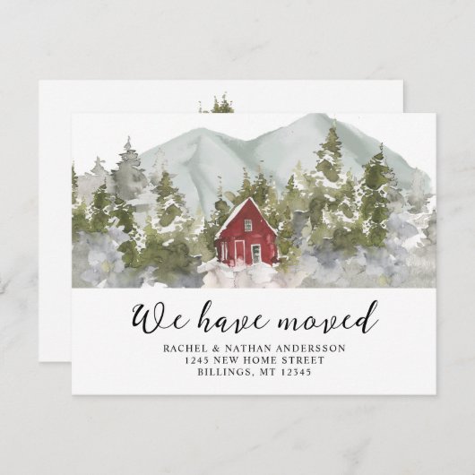 冬の森のアドレスの変更を移動 案内状 (正面/裏面)